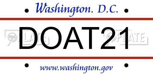 DOAT21 District Of Columbia License Plate
