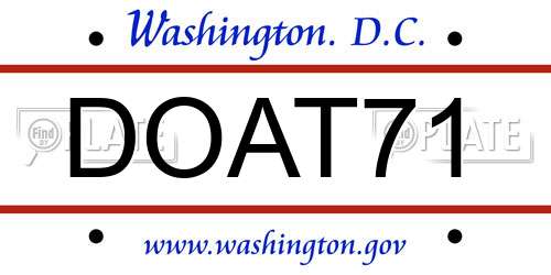 DOAT71 District Of Columbia License Plate