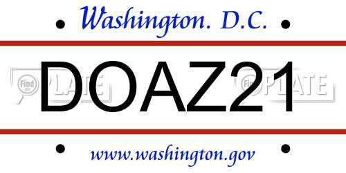 DOAZ21 District Of Columbia License Plate
