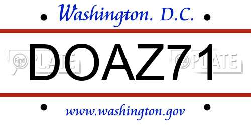 DOAZ71 District Of Columbia License Plate