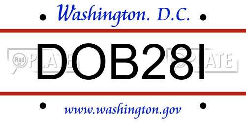 DOB28I District Of Columbia License Plate