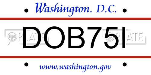 DOB75I District Of Columbia License Plate