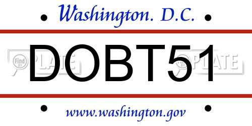 DOBT51 District Of Columbia License Plate