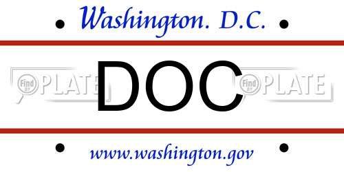 DOC District Of Columbia License Plate