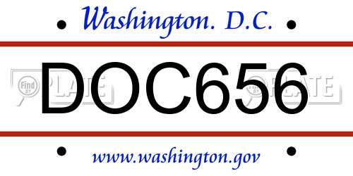 DOC656 District Of Columbia License Plate