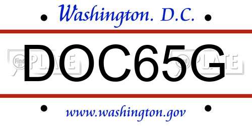 DOC65G District Of Columbia License Plate