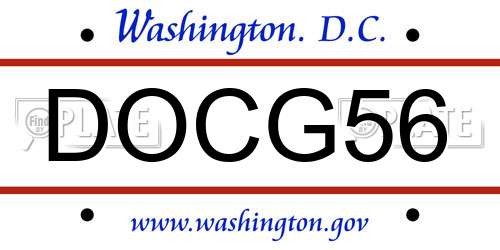 DOCG56 District Of Columbia License Plate