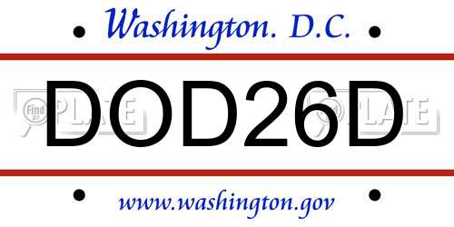 DOD26D District Of Columbia License Plate