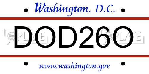 DOD26O District Of Columbia License Plate