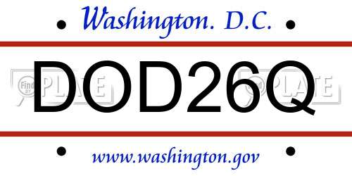 DOD26Q District Of Columbia License Plate