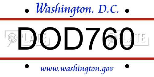 DOD760 District Of Columbia License Plate