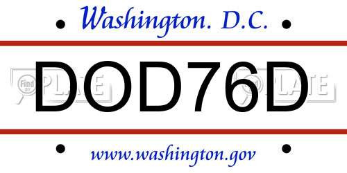 DOD76D District Of Columbia License Plate