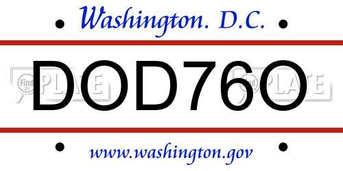 DOD76O District Of Columbia License Plate