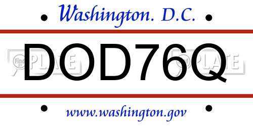 DOD76Q District Of Columbia License Plate