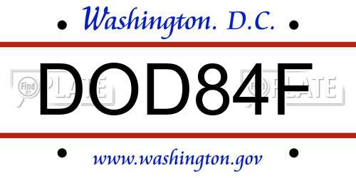 DOD84F District Of Columbia License Plate
