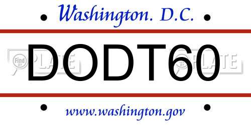 DODT60 District Of Columbia License Plate