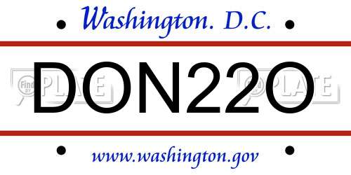 DON22O District Of Columbia License Plate