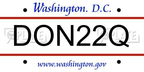 DON22Q District Of Columbia License Plate