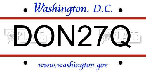DON27Q District Of Columbia License Plate