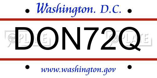 DON72Q District Of Columbia License Plate