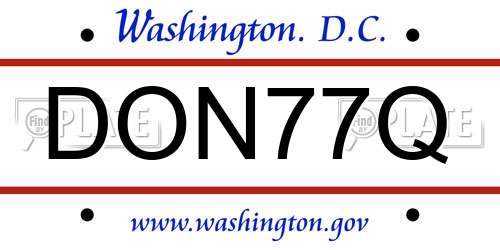 DON77Q District Of Columbia License Plate