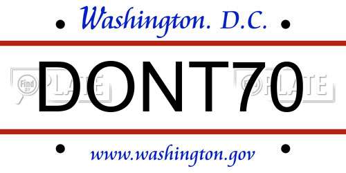 DONT70 District Of Columbia License Plate