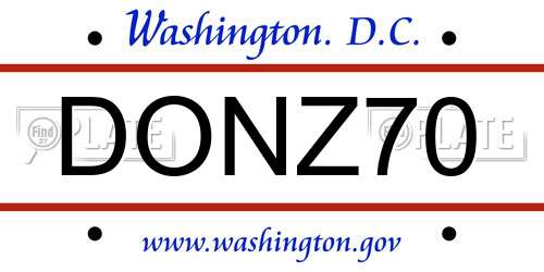 DONZ70 District Of Columbia License Plate