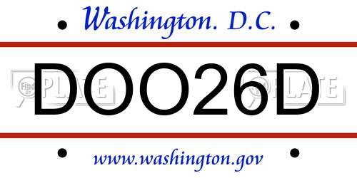 DOO26D District Of Columbia License Plate