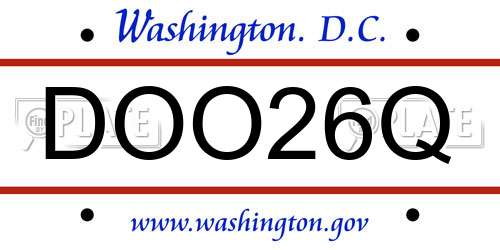 DOO26Q District Of Columbia License Plate
