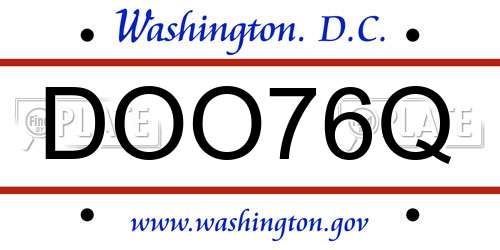 DOO76Q District Of Columbia License Plate