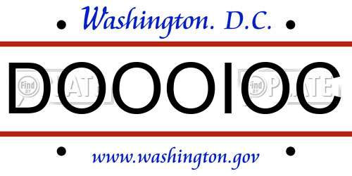 DOOOIOC District Of Columbia License Plate