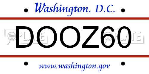 DOOZ60 District Of Columbia License Plate