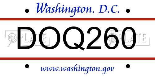 DOQ260 District Of Columbia License Plate