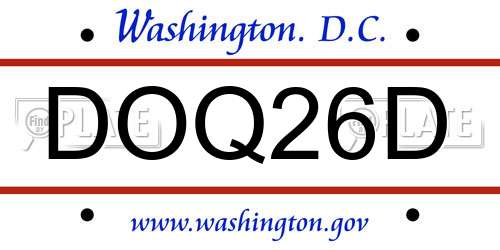 DOQ26D District Of Columbia License Plate