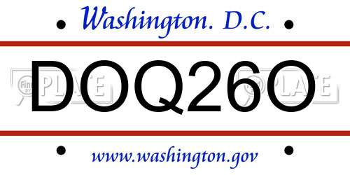 DOQ26O District Of Columbia License Plate