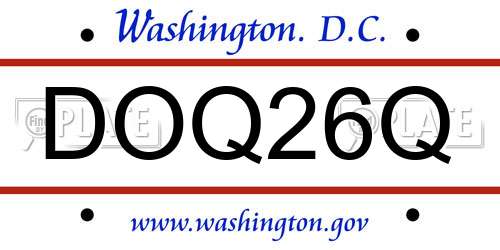 DOQ26Q District Of Columbia License Plate