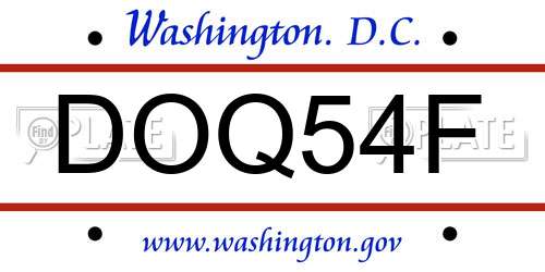DOQ54F District Of Columbia License Plate