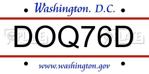 DOQ76D District Of Columbia License Plate