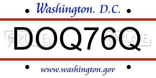 DOQ76Q District Of Columbia License Plate