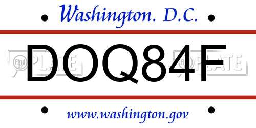 DOQ84F District Of Columbia License Plate