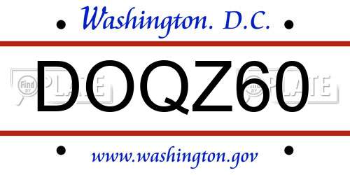 DOQZ60 District Of Columbia License Plate