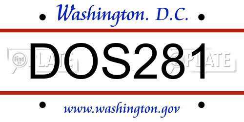 DOS281 District Of Columbia License Plate