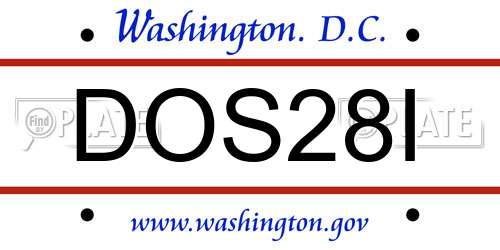 DOS28I District Of Columbia License Plate