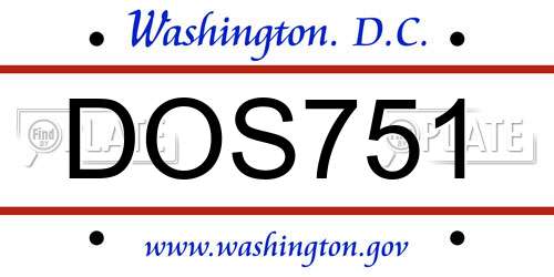 DOS751 District Of Columbia License Plate