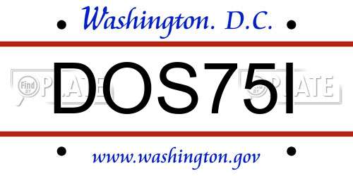 DOS75I District Of Columbia License Plate