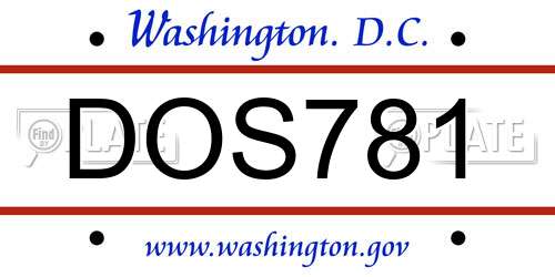 DOS781 District Of Columbia License Plate