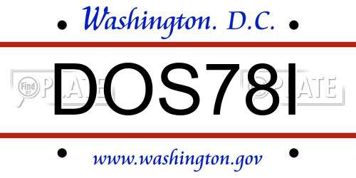 DOS78I District Of Columbia License Plate
