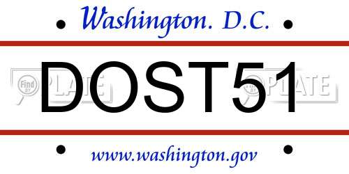 DOST51 District Of Columbia License Plate