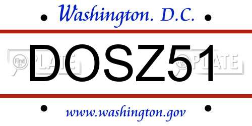 DOSZ51 District Of Columbia License Plate