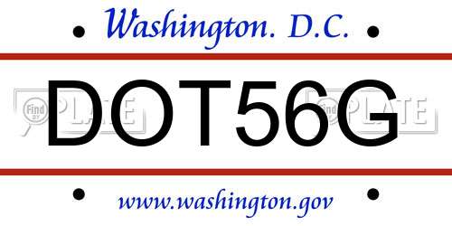 DOT56G District Of Columbia License Plate